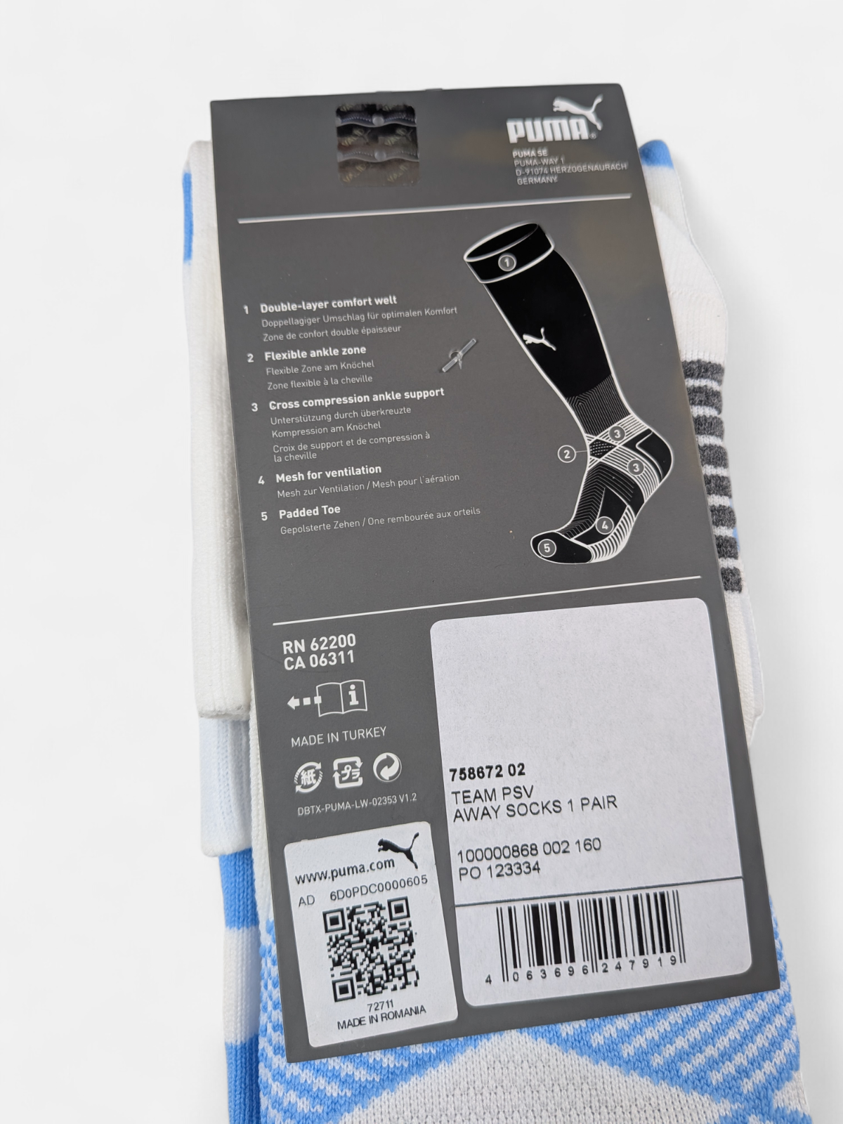 Puma Kids 2020-21 PSV Away Football Socks / BNWT / White / RRP £13