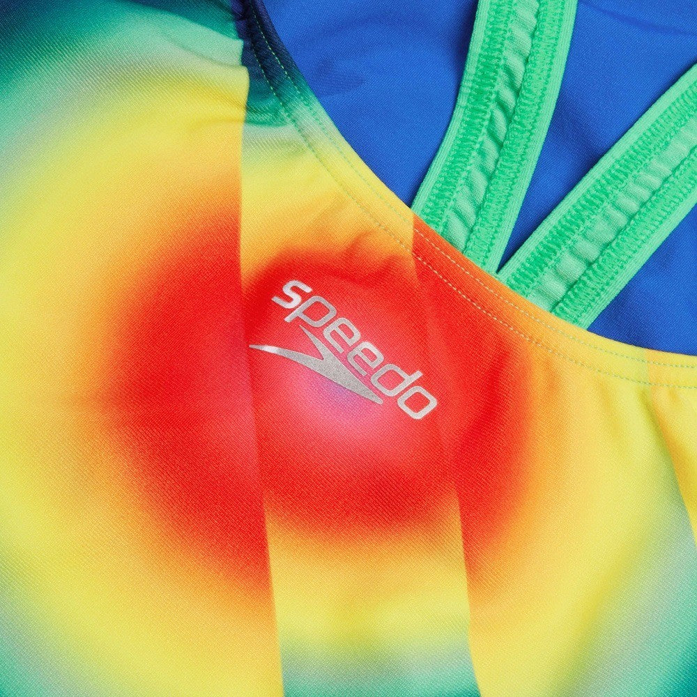 Speedo Women's Placement Powerback Swimsuit / Green Cobalt / RRP £38