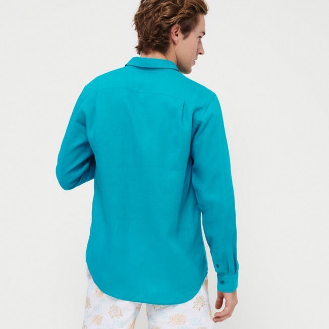 Vilebrequin Mens Linen Shirt / Caroubis / Horizon Blue / RRP £185