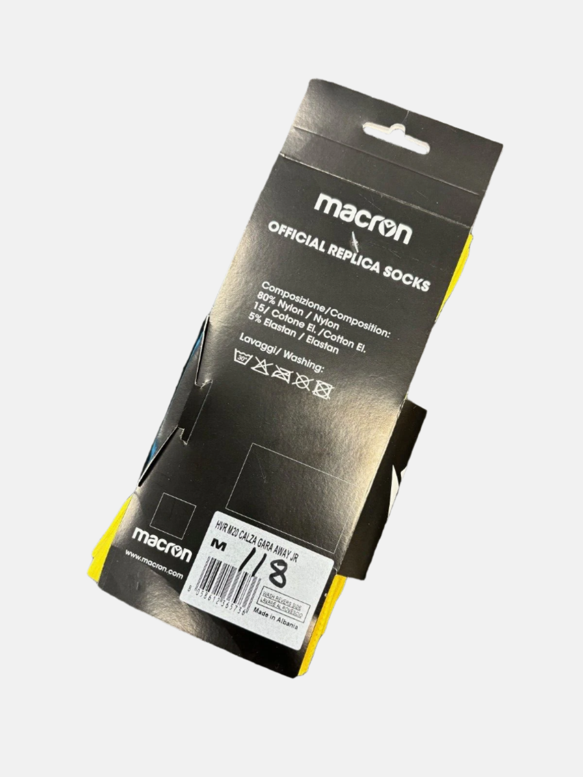 Macron Men's Hellas Verona Away Football Sock in Yellow RRP £15