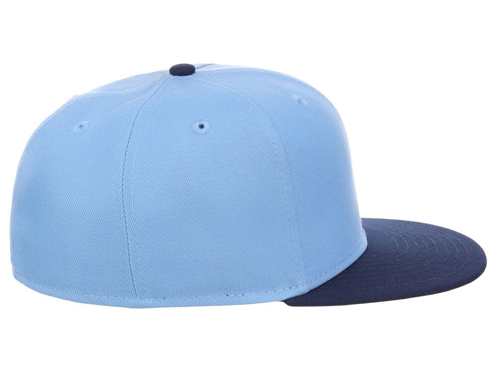 Crowns By Lids Unisex Plain Full Court Fitted Hat / Sky Blue Navy / £22