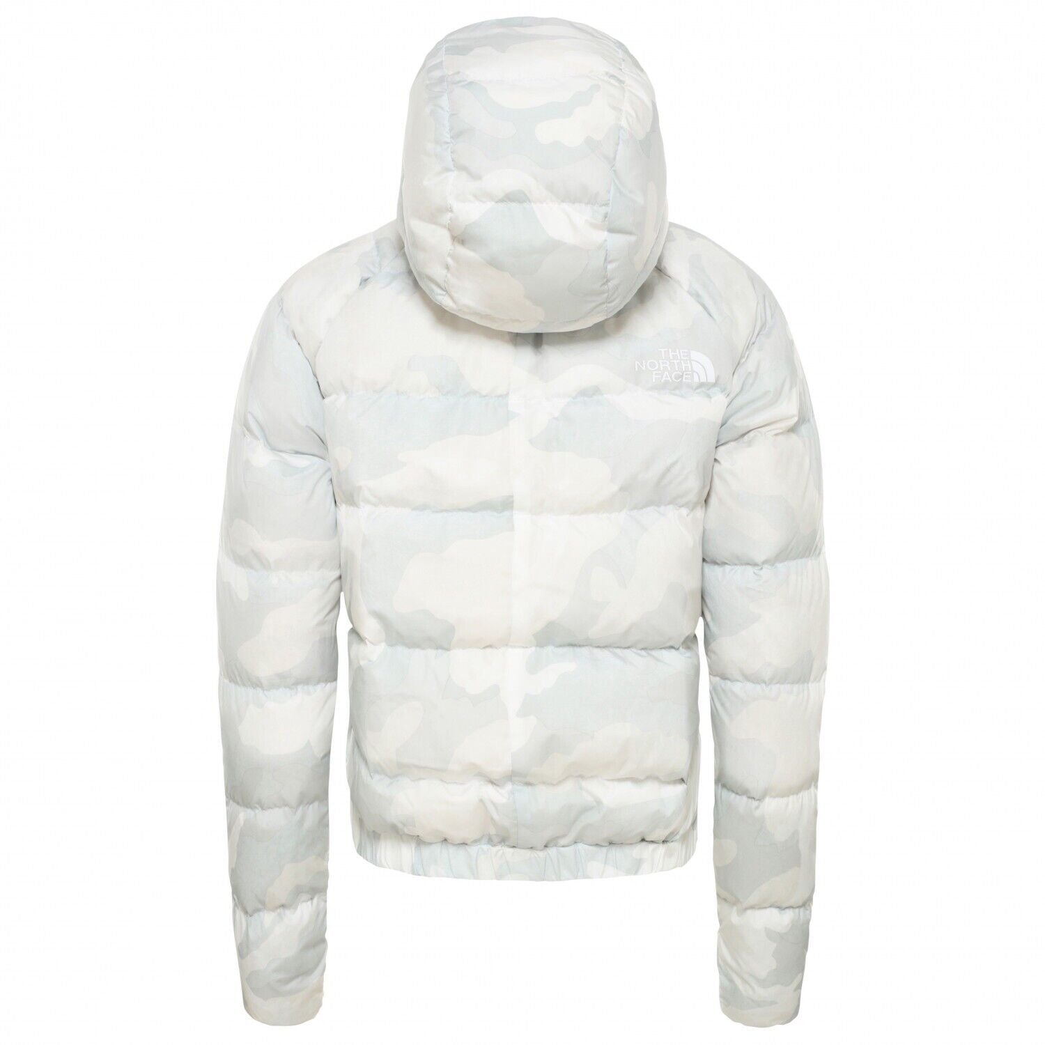 The North Face Women's Hyalite Down Hooded Puffer Jacket / White Camo / Large