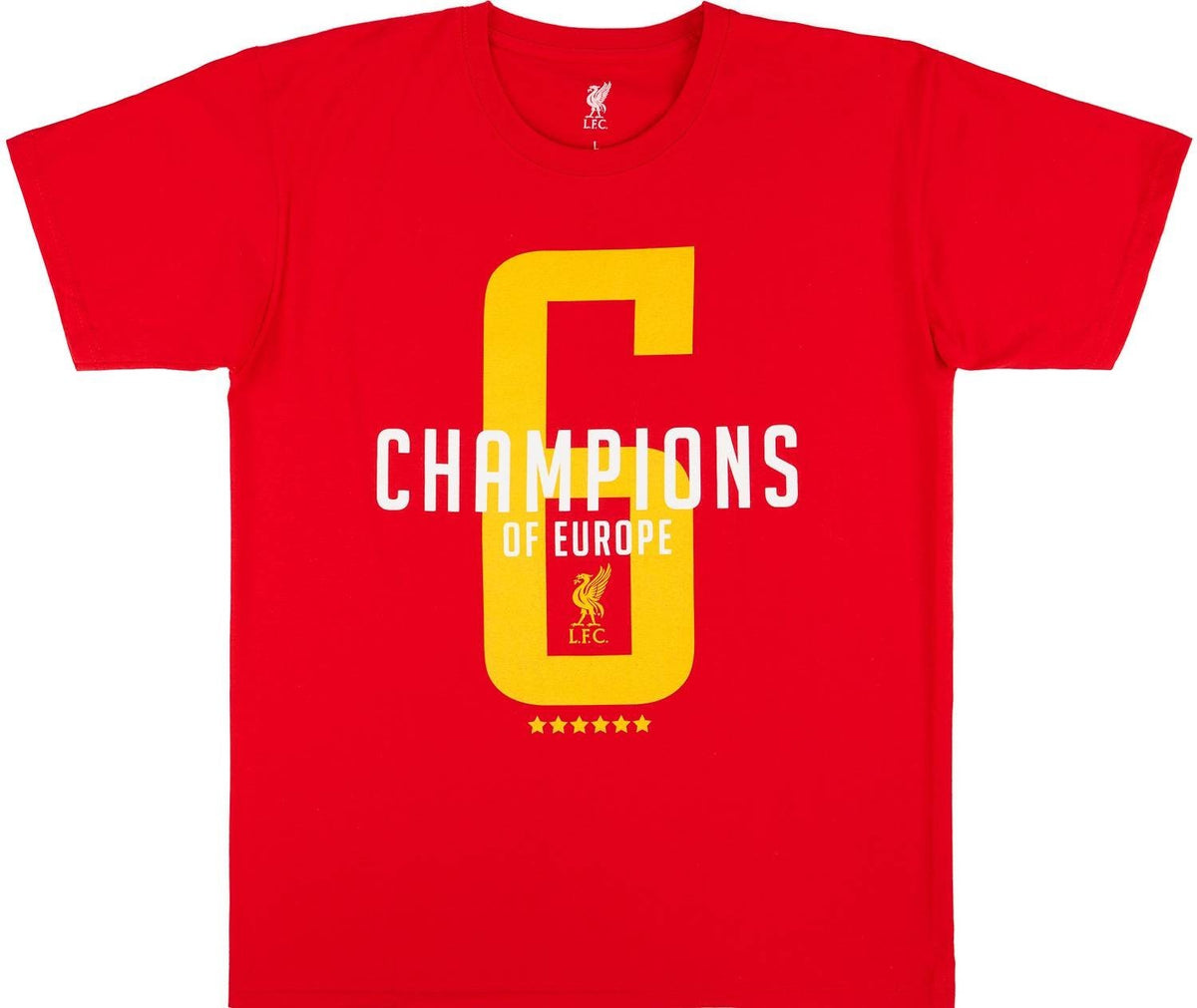 Own Brand Womens 2019-20 Liverpool '6 Champions Of Europe' Tee/Red/RRP £19.99