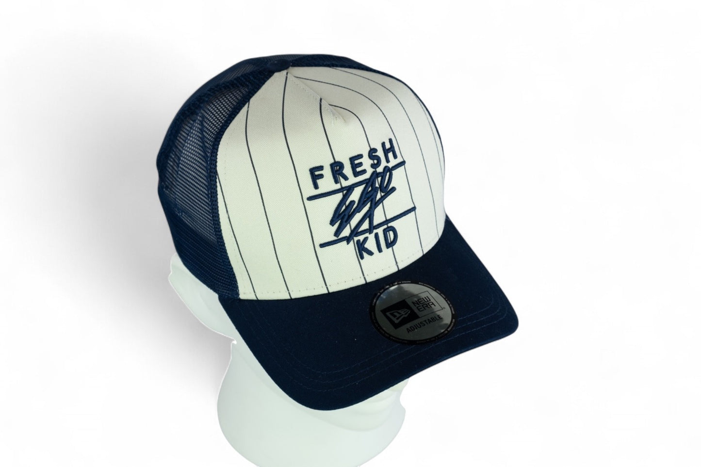 Fresh Ego Kid Pinstripe Trucker Cap / Navy White / RRP £28