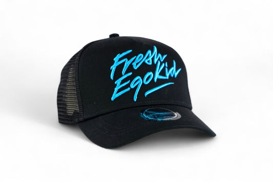 Fresh Ego Kid Script Trucker Cap / Black Blue / RRP £35