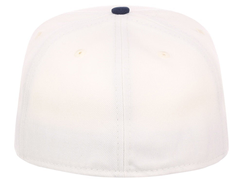 Crowns By Lids Unisex Plain Full Court Fitted Hat / Ivory Navy / £22