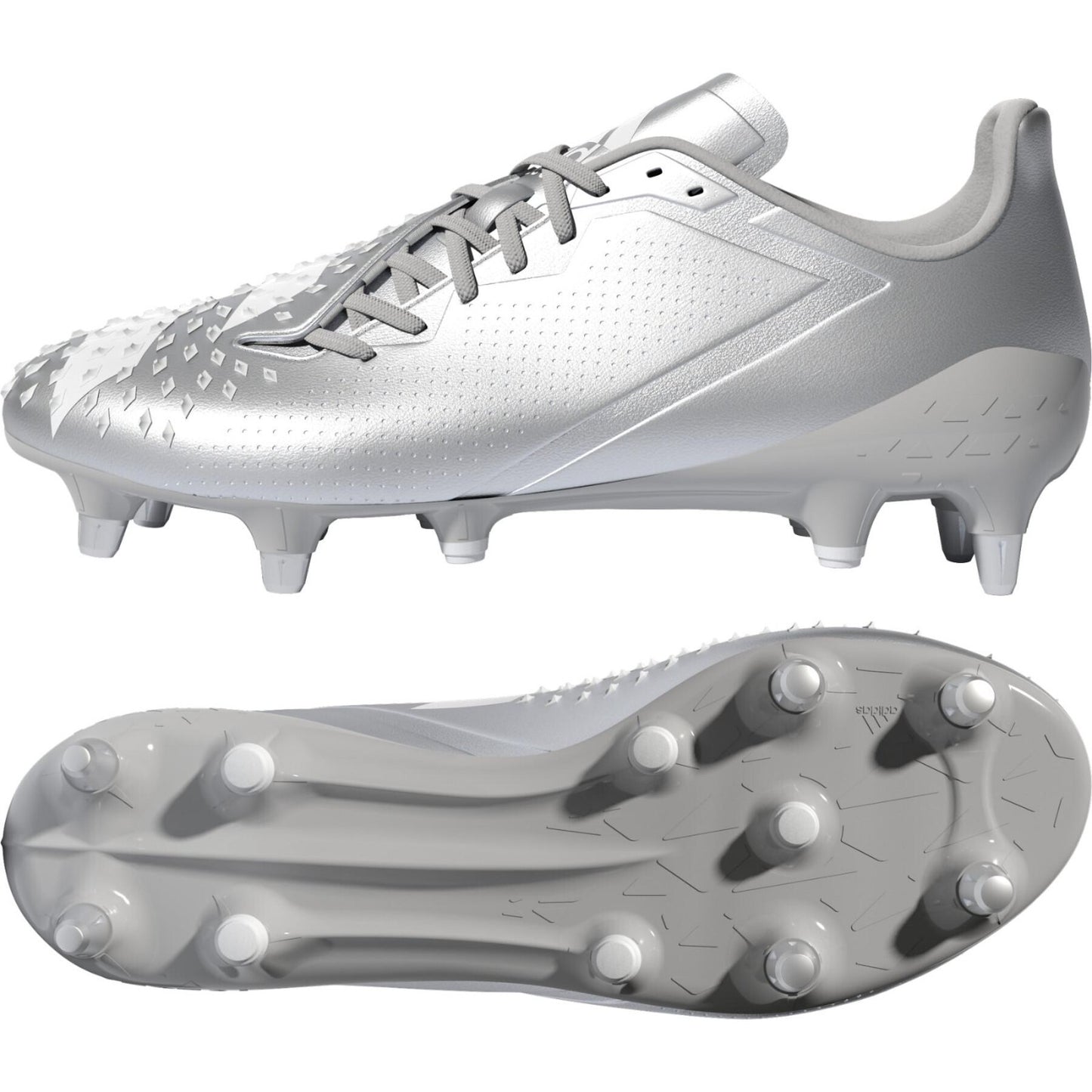 Adidas Unisex Predator Malice (SG) Rugby Boots / Silver White / RRP £180