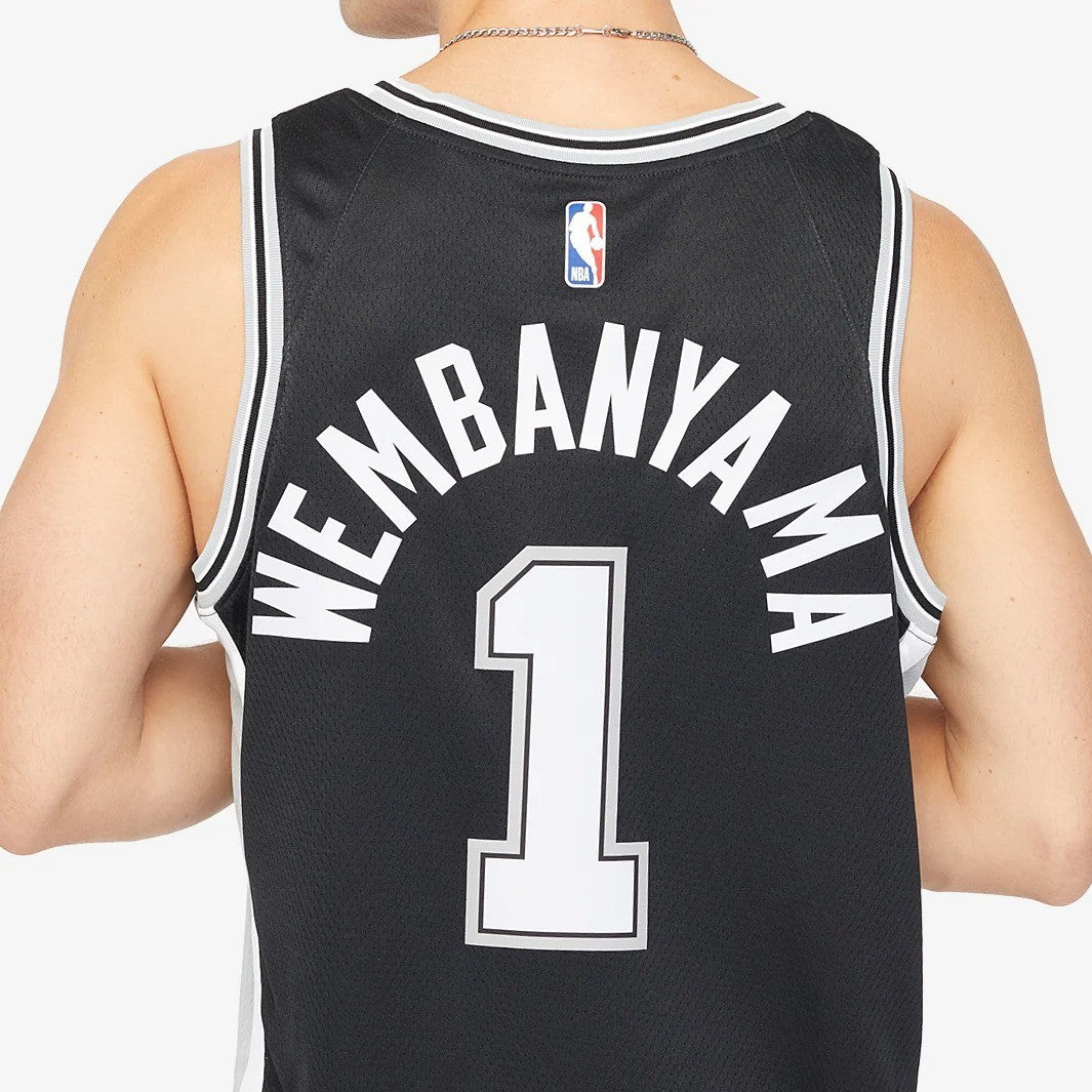 Nike Black San Antonio Spurs Basketball Jersey / Wembanyama / RRP £95