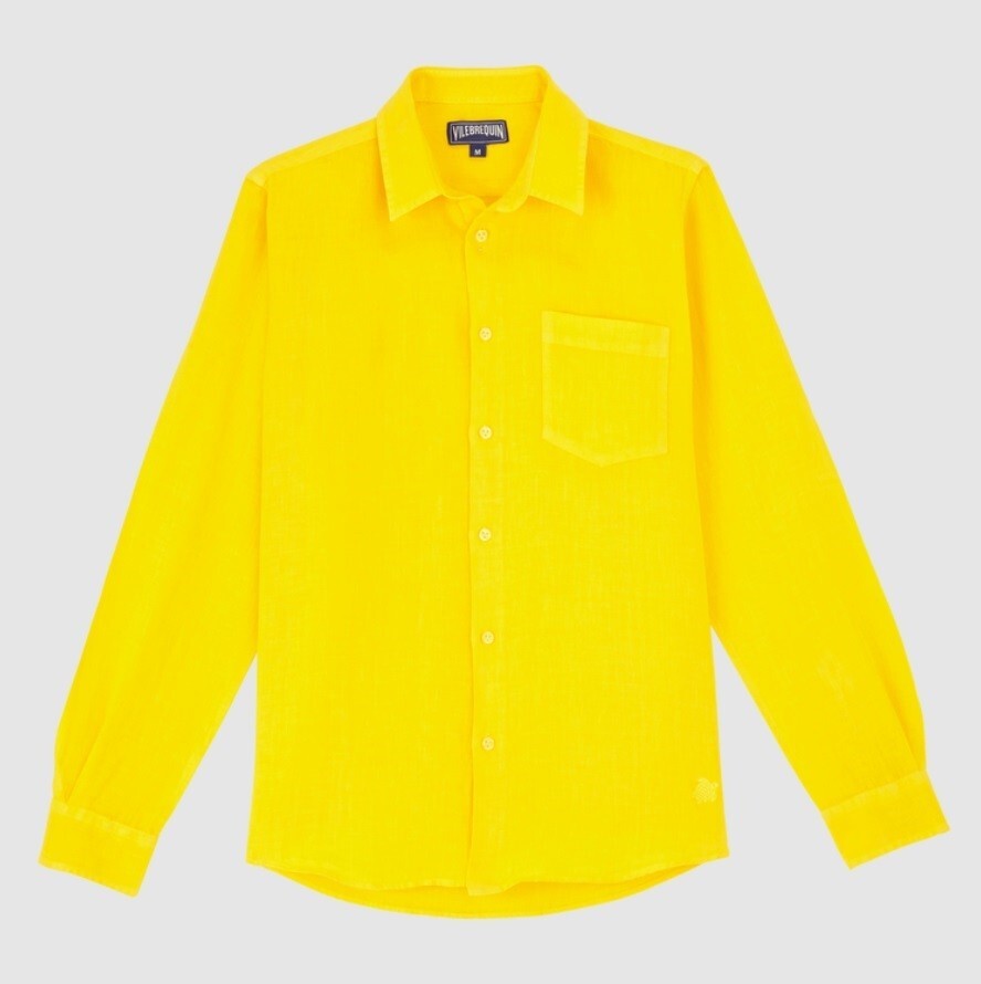 Vilebrequin Mens Linen Shirt / Caroubis / Yellow / RRP £185