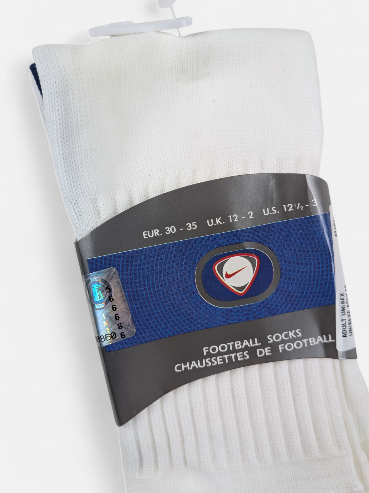 Nike Mens 2001-02 Inter Milan Home Change Socks / BNWT / White / RRP £15