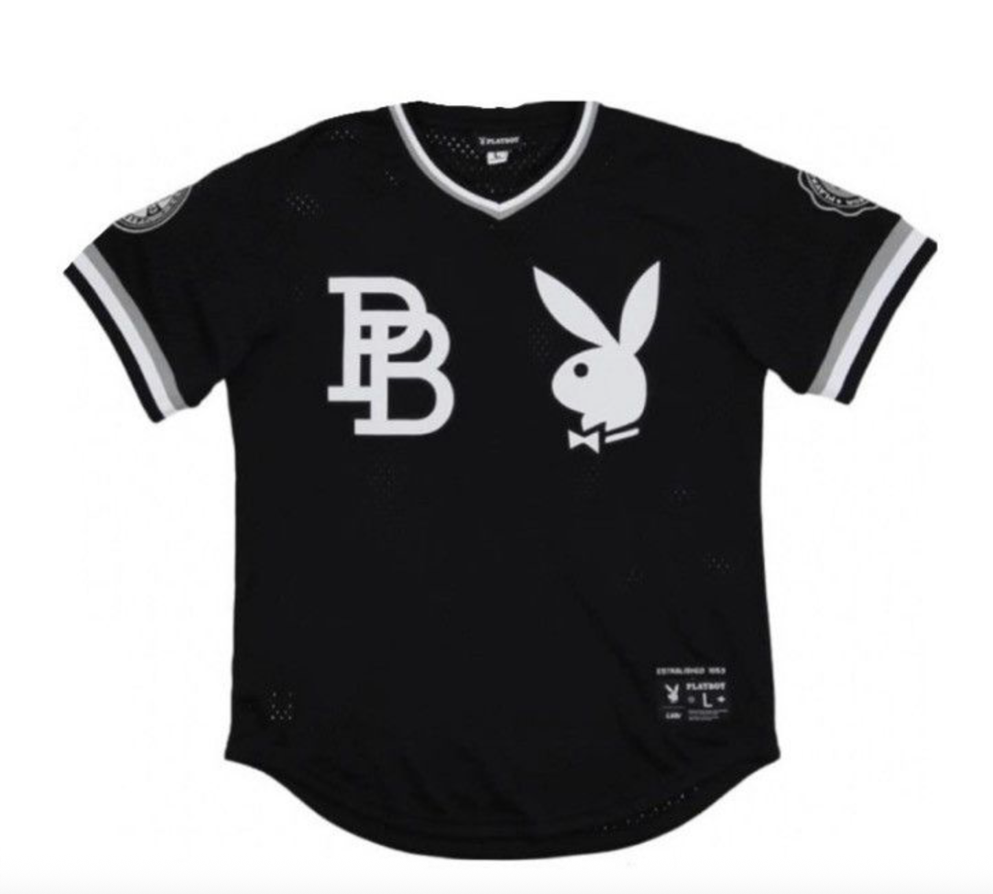 Playboy Mens Black Tux V-Neck Mesh Jersey / Black/White / RRP £35