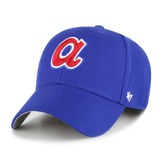 47 Brand Atlanta Braves Cooperstown MVP Baseball Cap / Royal Blue Red / RRP £28