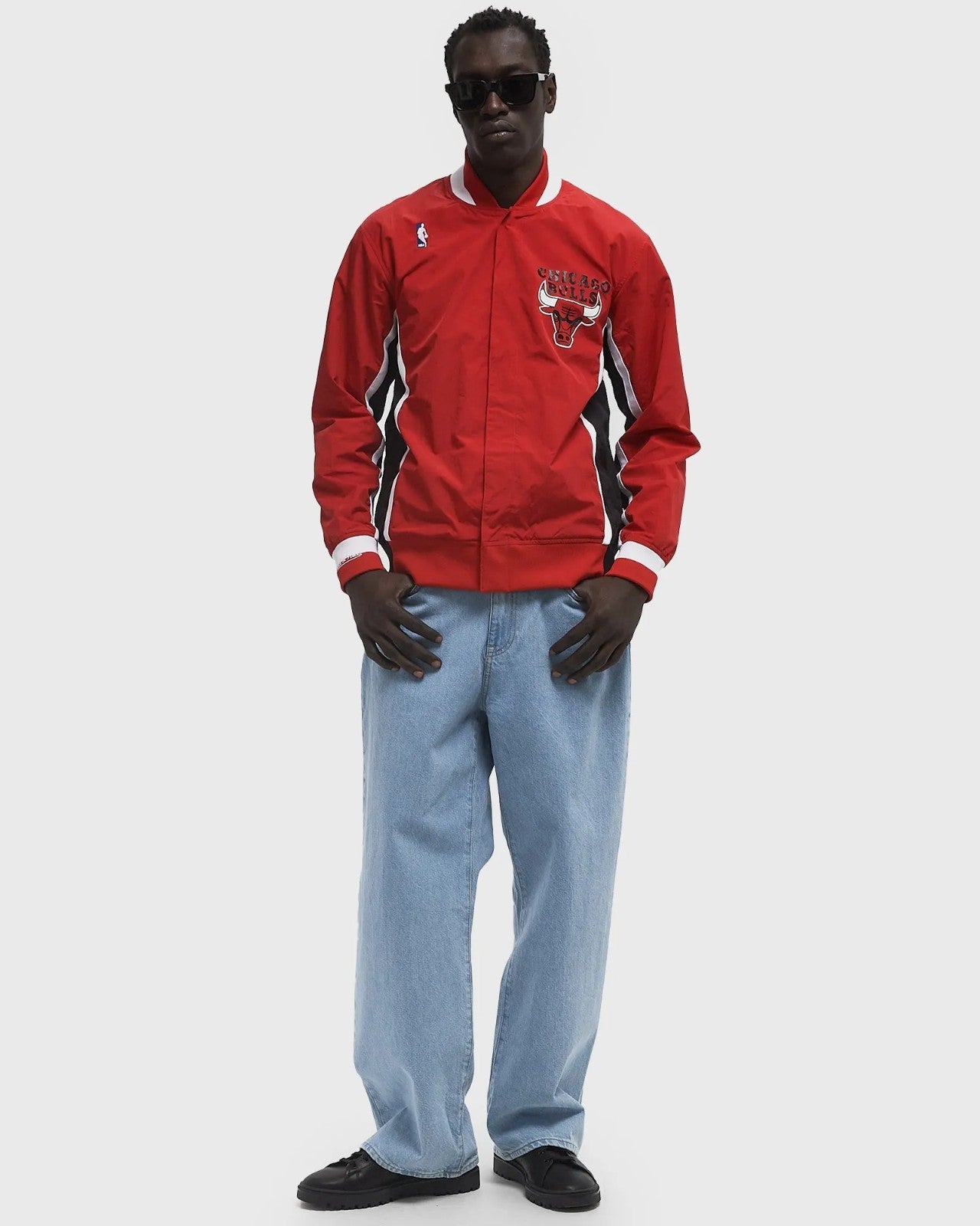Mitchell and Ness Chicago Bulls Retro Warm Up Jacket / Red Black / RRP £275