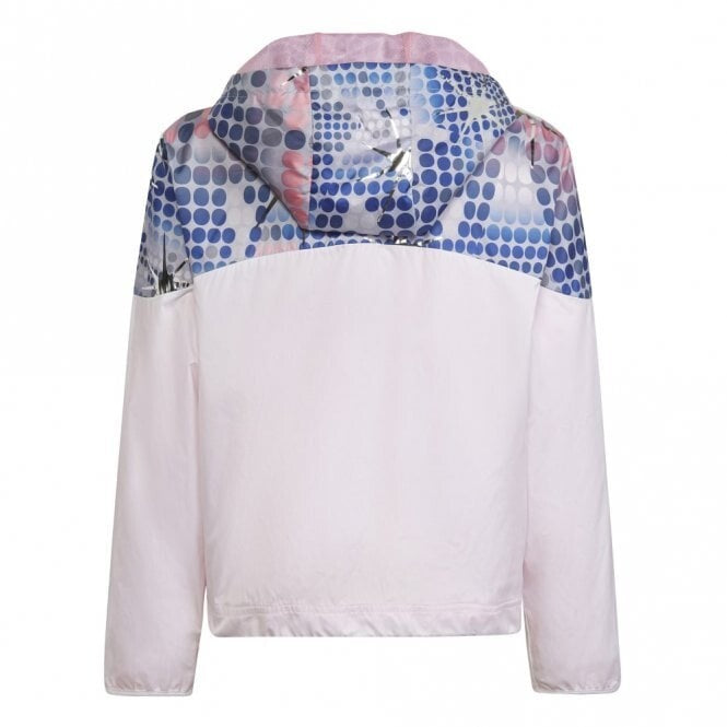 Adidas Girls Windbreaker Jacket / White Blue Pink / RRP £45