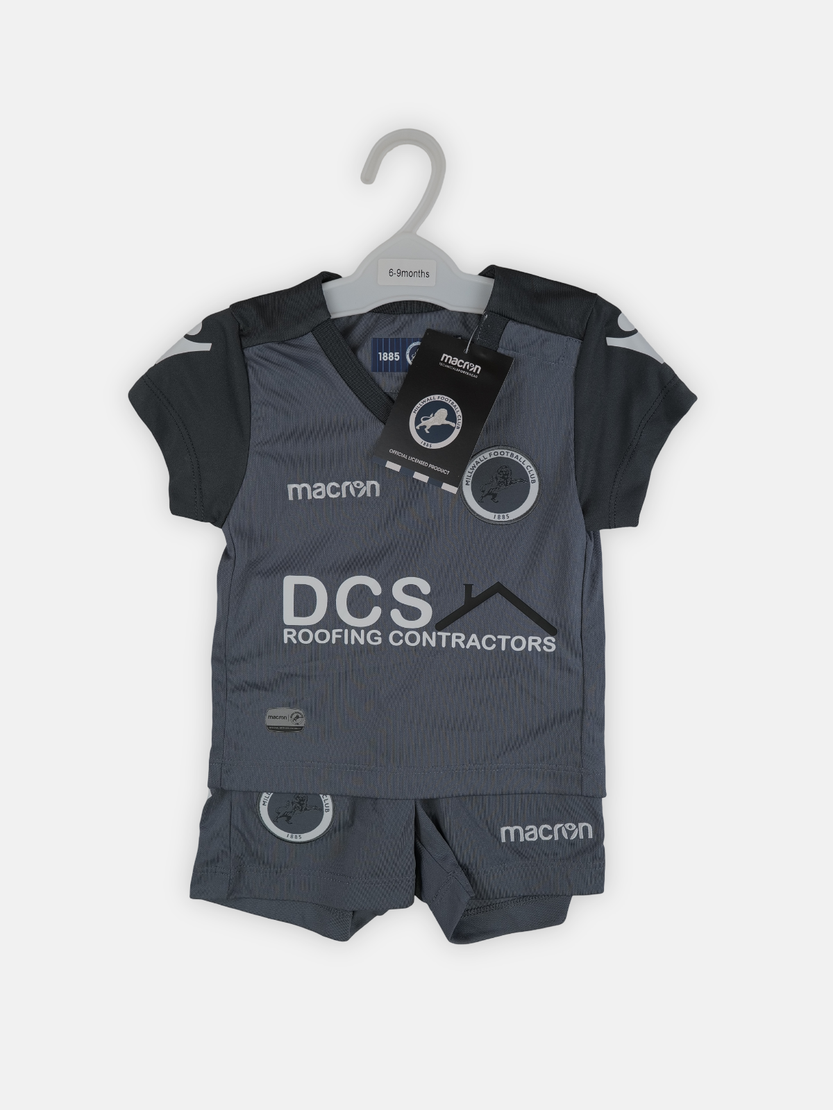 Macron Kids 2018-19 Millwall Away Shirt & Shorts Football Kit / Grey /RRP £29.99