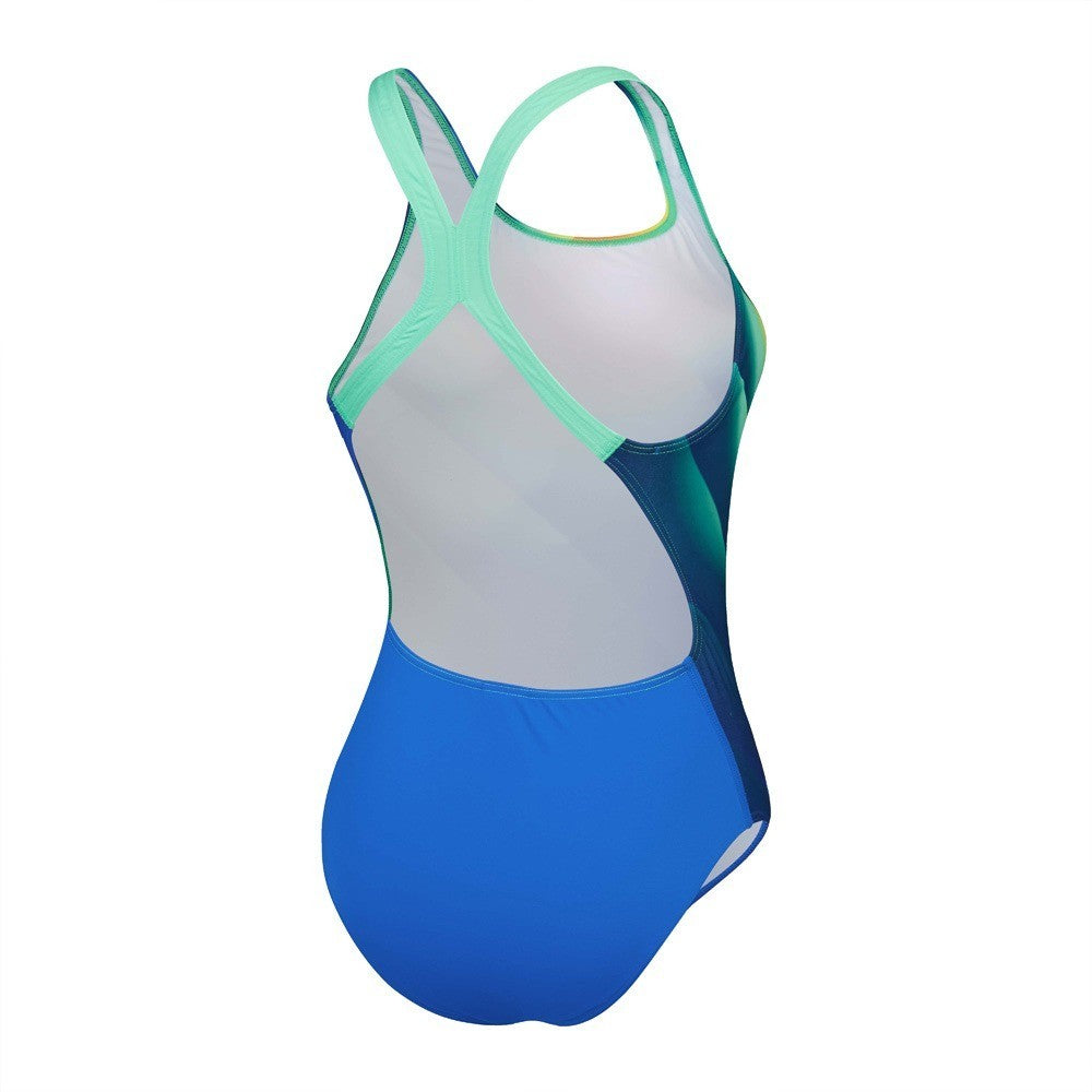 Speedo Women's Placement Powerback Swimsuit / Green Cobalt / RRP £38