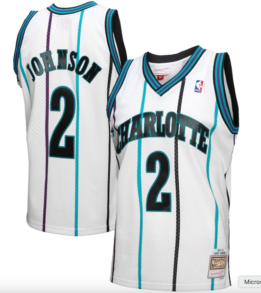 Mitchell & Ness Charlotte Hornets Mens Basketball Vest / #2 Johnson / White