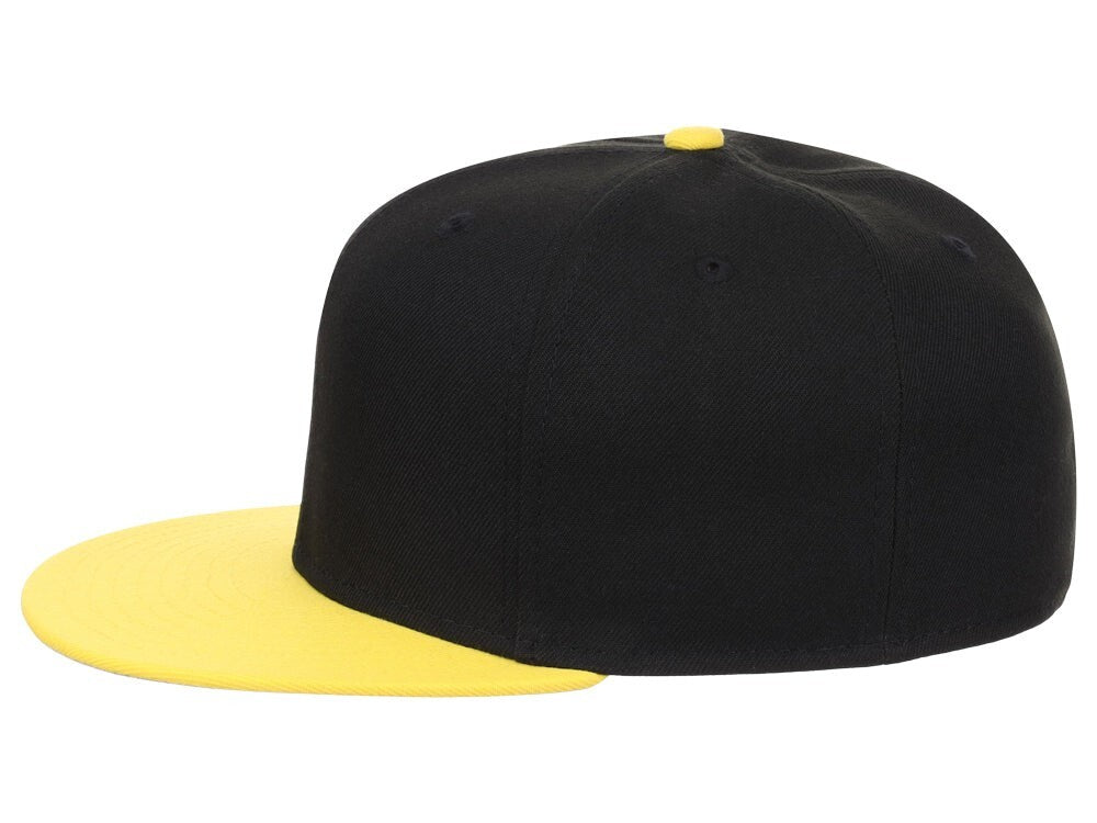 Unisex Plain Full Court Fitted Hat / Black Yellow / £22
