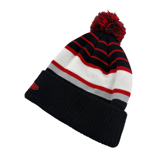 New Era Atlanta Braves Stripe Beanie Bobble Hat / Navy / RRP £28