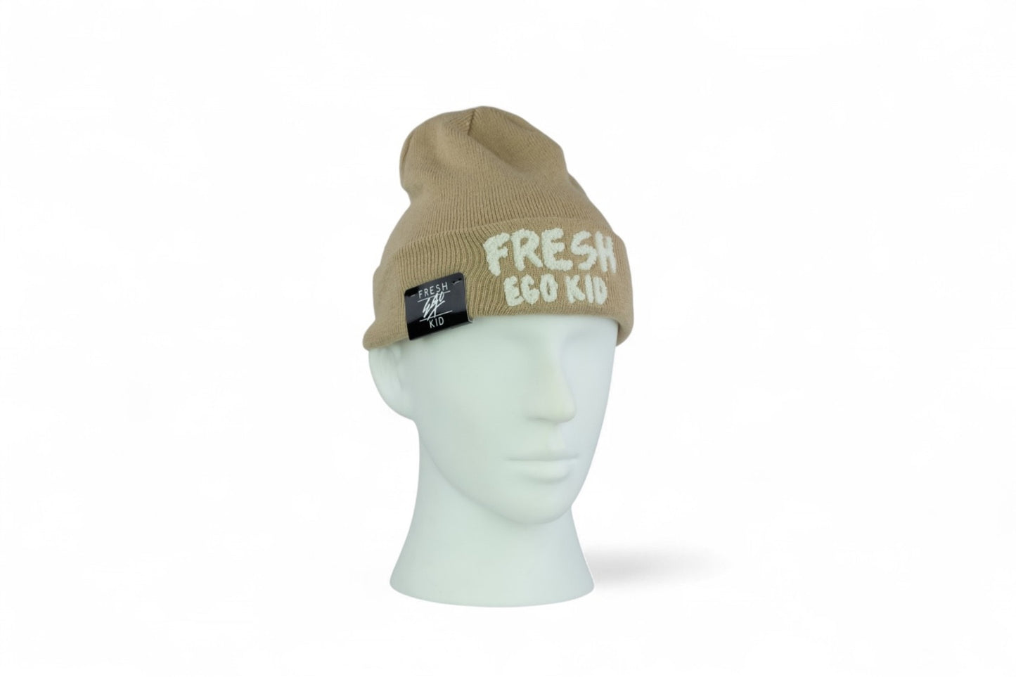 Fresh Ego Kid Heritage Knit Beanie Hat / Khaki Ivory / RRP £24