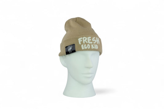 Fresh Ego Kid Heritage Knit Beanie Hat / Khaki Ivory / RRP £24