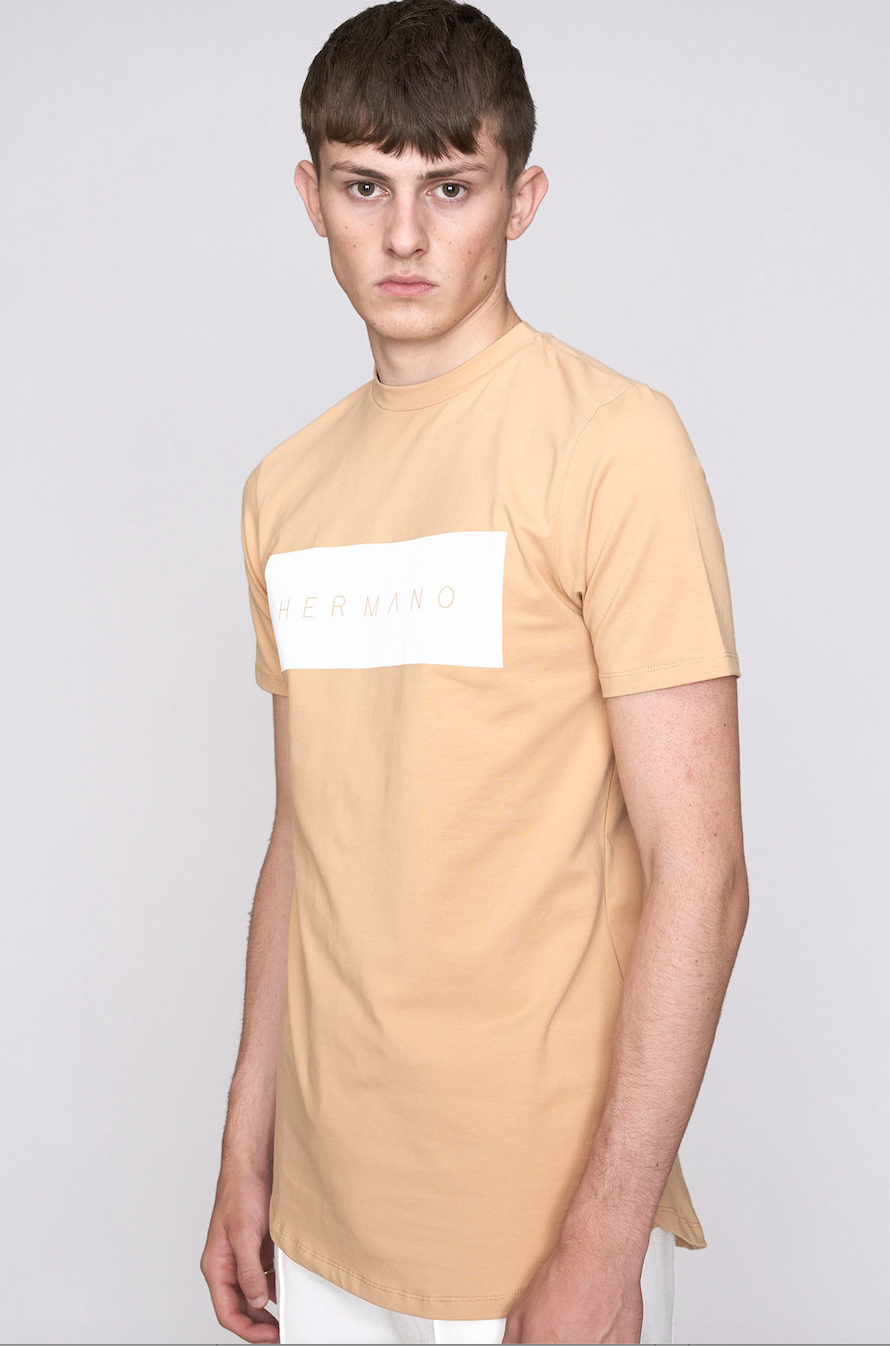 Hermano Mens Box Logo T-Shirt / BNWT / Beige / RRP £35