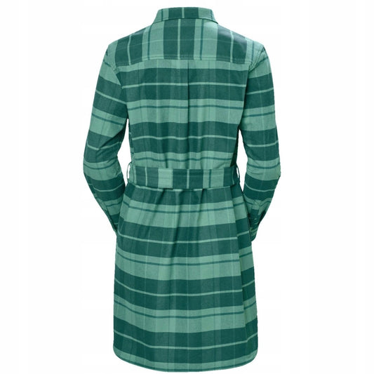 Helly Hansen Womens Organic Flannel Check Shirt Dress / Pine Green / RRP £110