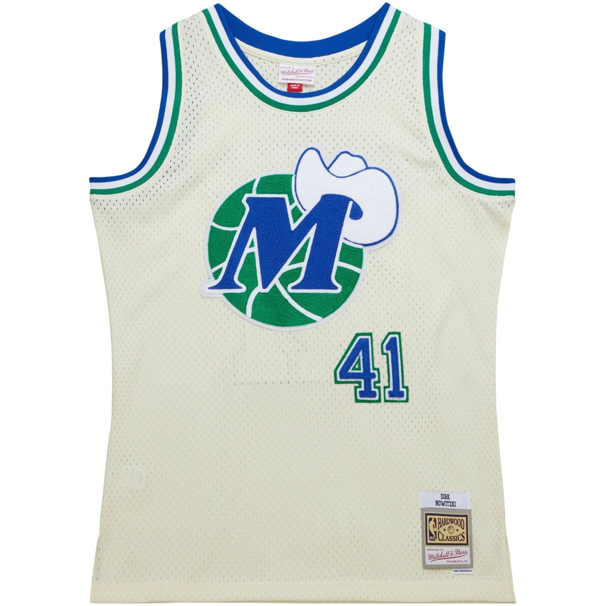 Mitchell & Ness Dirk Nowitzki Cream Dallas Mavericks Basketball Jersey / RRP £119