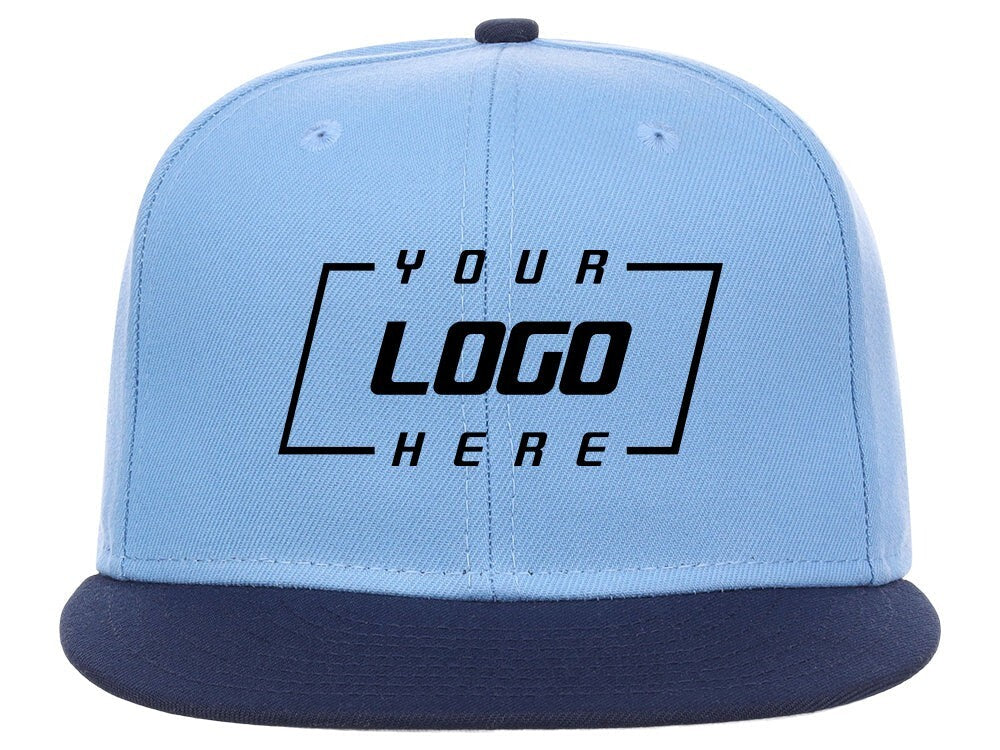 Crowns By Lids Unisex Plain Full Court Fitted Hat / Sky Blue Navy / £22