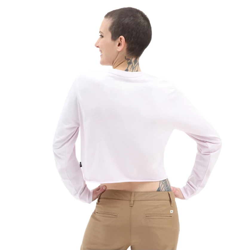 Vans Womens V Logo Long Sleeve Crop T-Shirt / Lavender Fog / RRP £30