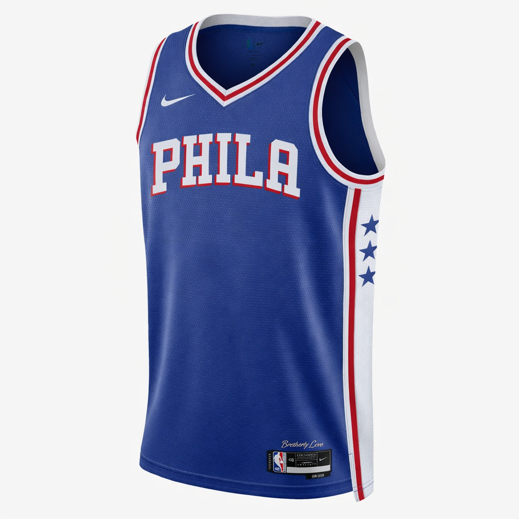 Nike Mens Philadelphia 76ers Basketball Vest / Blue White / Blank / RRP £90