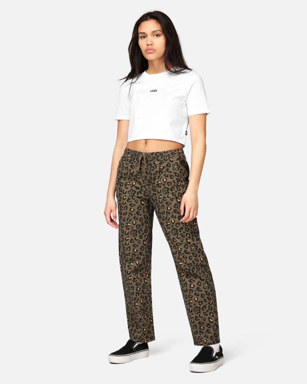 Vans Womens Range Print Relaxed Pant / Green Leopard / RRP £57