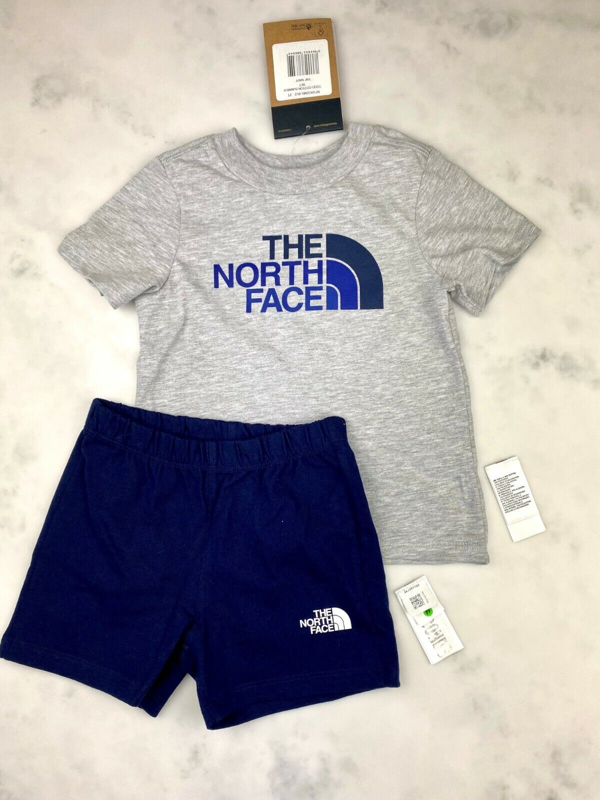 The North Face Toddler Cotton Summer T-Shirt and Short Set Grey Navy / RRP £35
