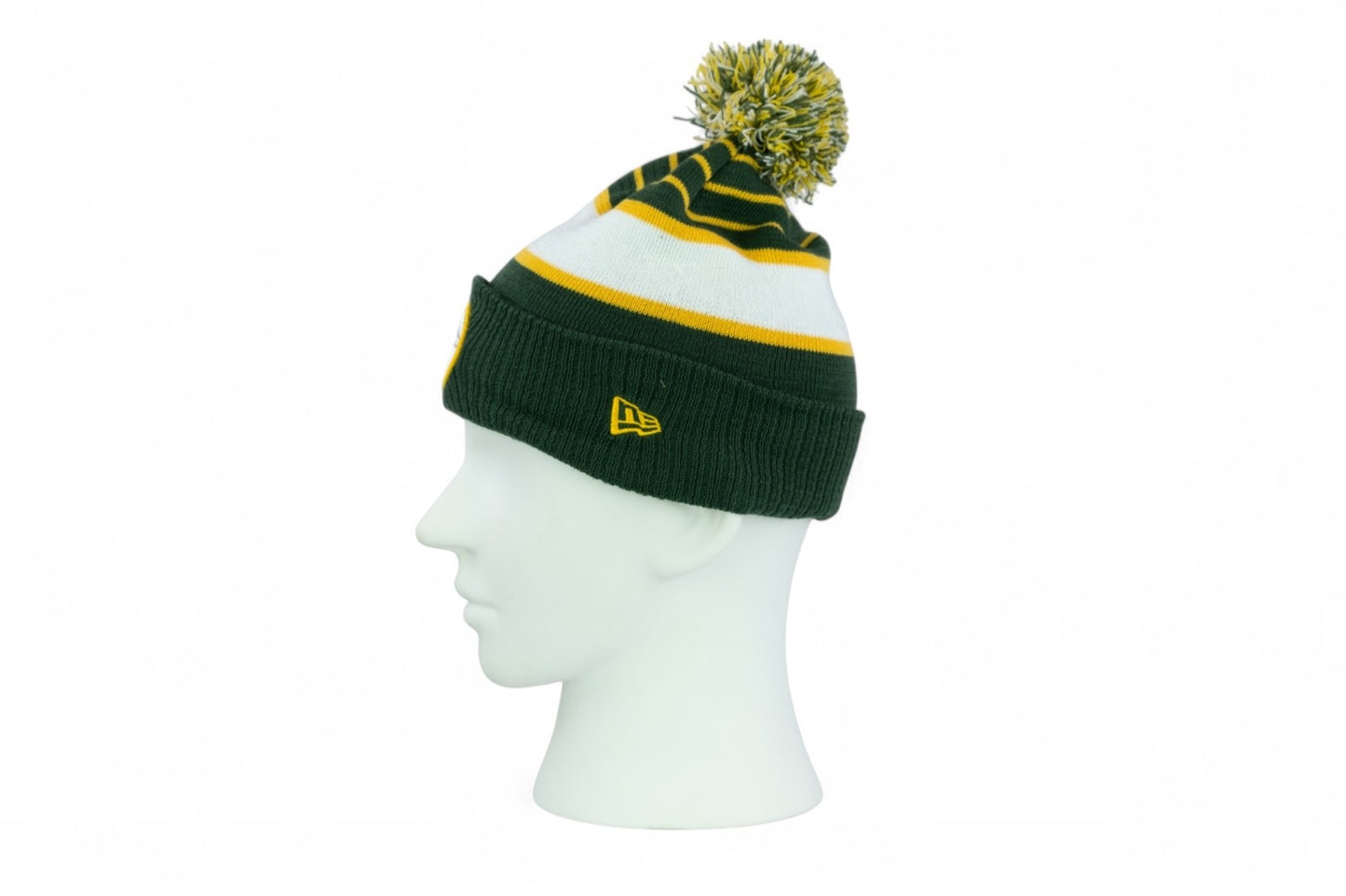 New Era Green Bay Packers Team Stripe Knit Hat / Green Yellow / RRP £28