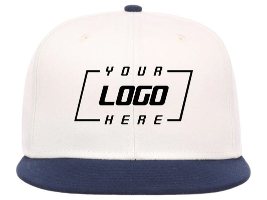 Unisex Plain Full Court Fitted Hat / Ivory Navy / £22