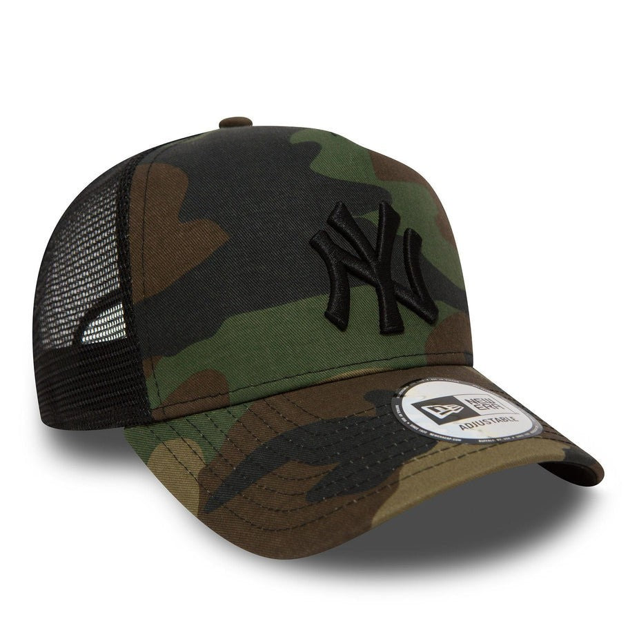 New Era Adult New York Yankees Clean A-Frame Trucker Cap / Black Camo / RRP £27