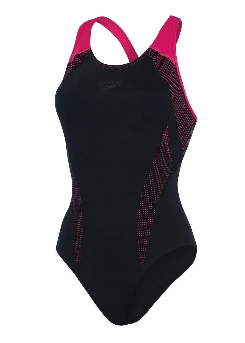 Speedo Women's Black Pink Swimsuit / Plastisol Laneback / RRP £42
