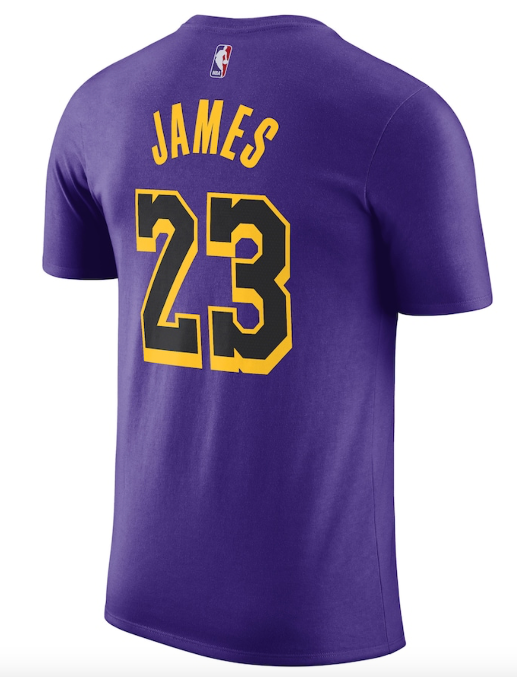 Nike Los Angeles Lakers NBA Statement Lebron James #23 T-Shirt / Purple / £33