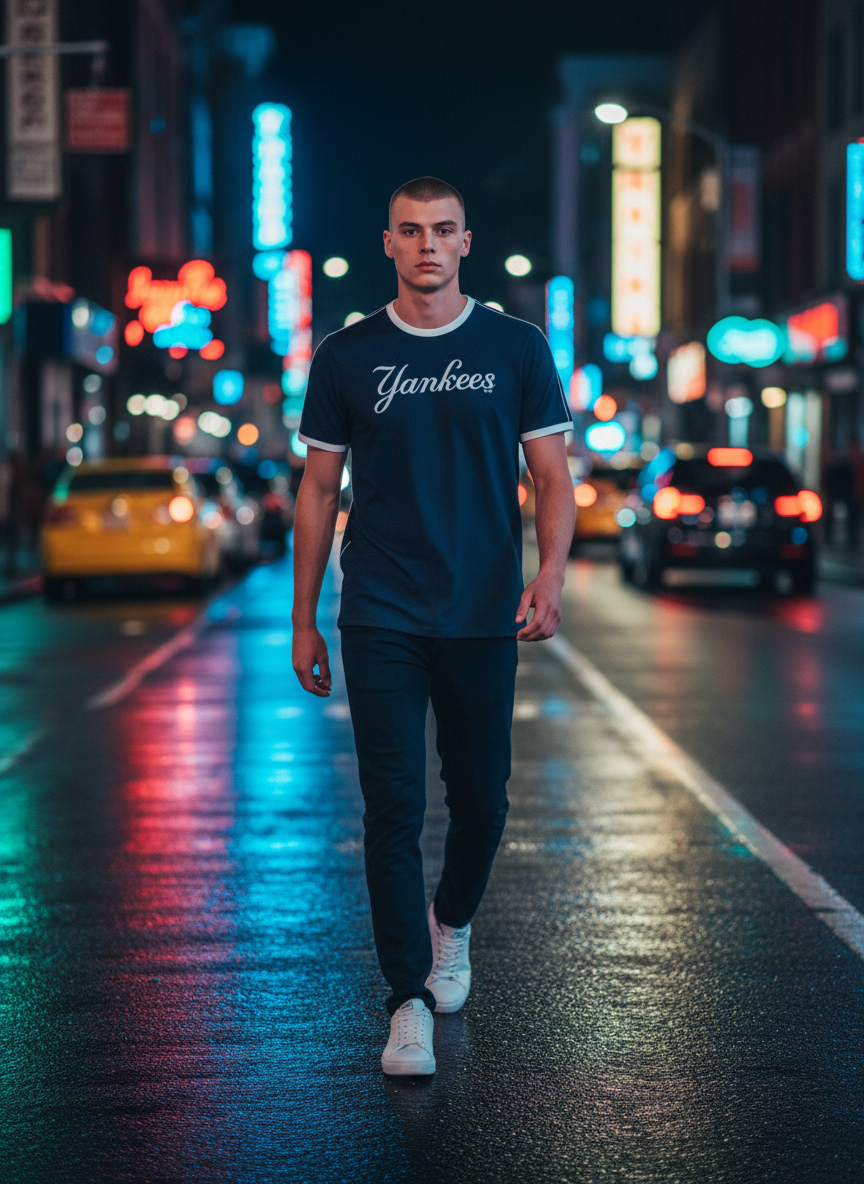 47 New York Yankees Mens Retro Navy T-Shirt / Flock Pop / RRP £25