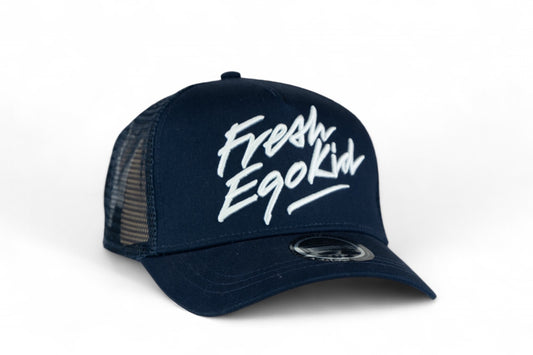 Fresh Ego Kid Script Trucker Cap / Navy White Yellow / RRP £28