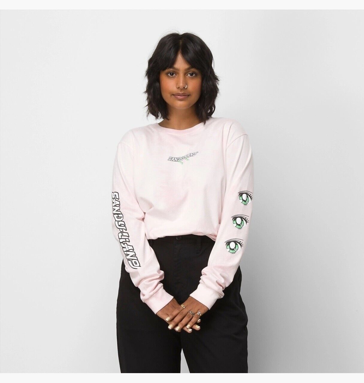 Vans Women's X Sandy Liang Long Sleeve Crew T-Shirt / Pink / RRP £50