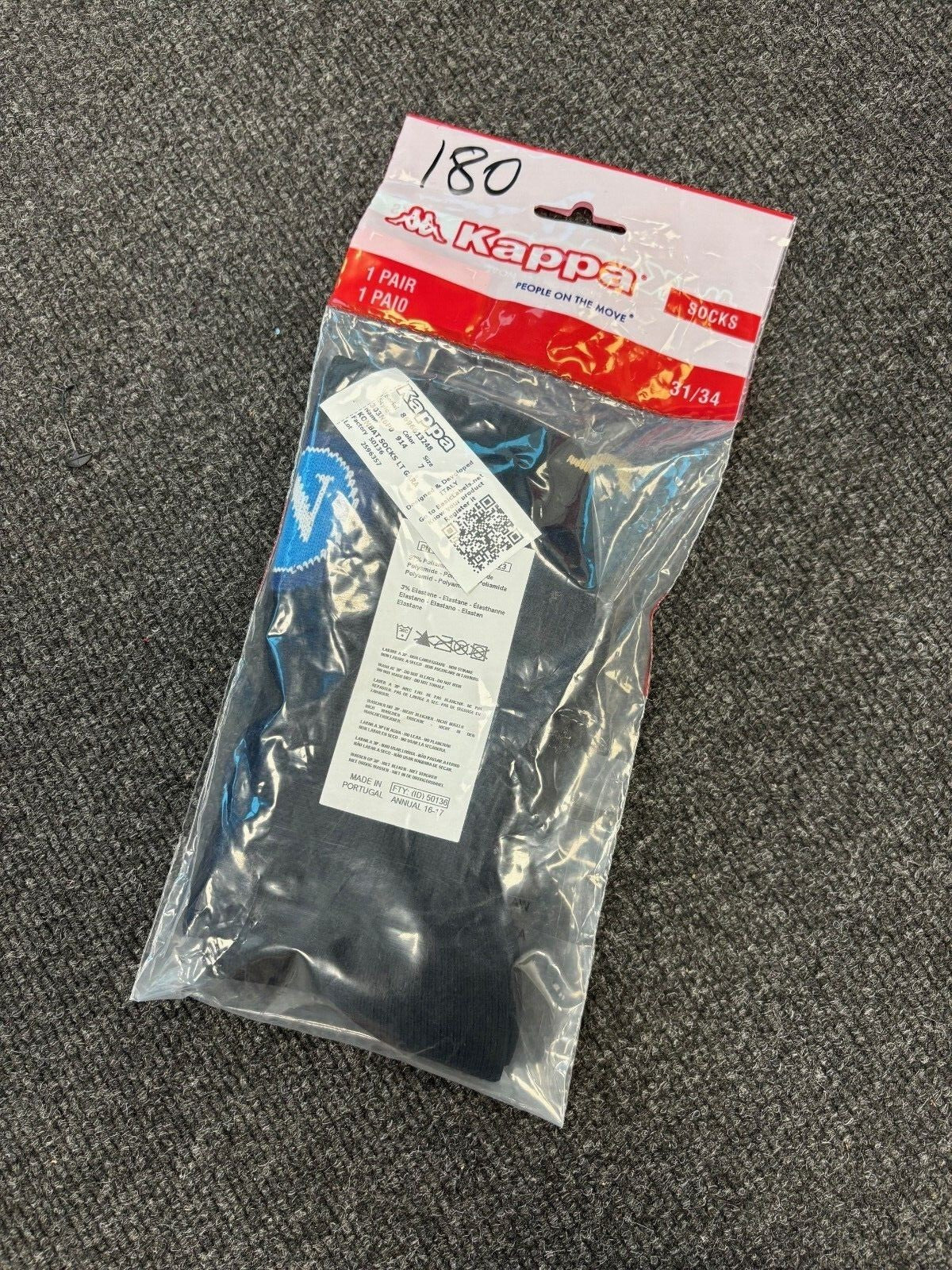 Kappa Kids Napoli Football Socks / Black / 2016-17 Third Kit / RRP £13