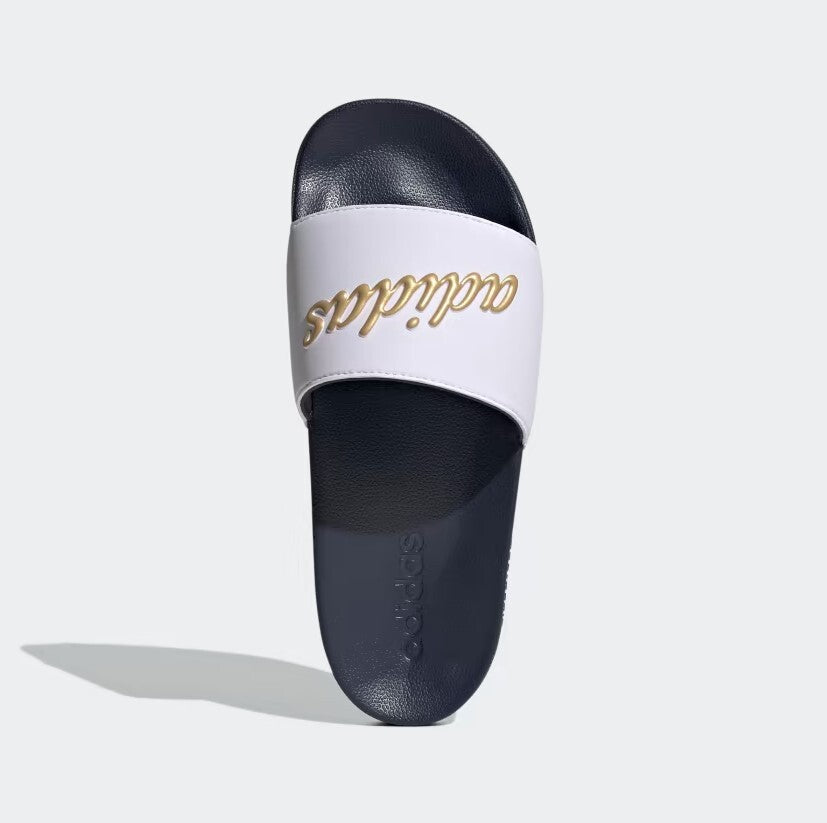 Adidas Women’s Adilette Shower Slides / White Navy Gold / RRP £30