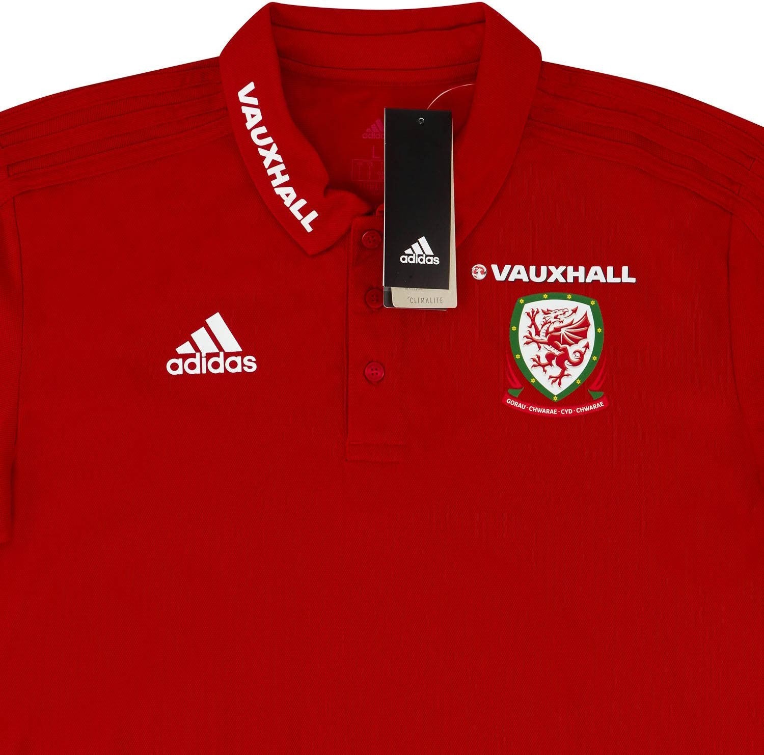 Adidas Mens 2018-19 Wales Player Issue Training Polo T-Shirt / Red / RRP £37.99