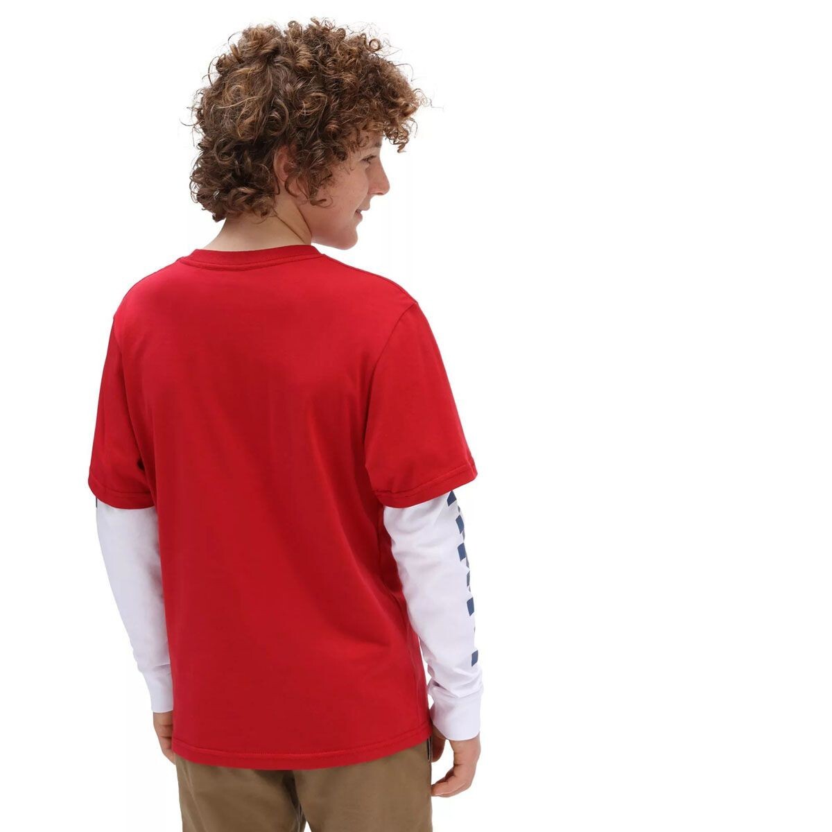 Vans Kids By Long Check Twofer T-Shirt / Chilli Pepper / RRP £30
