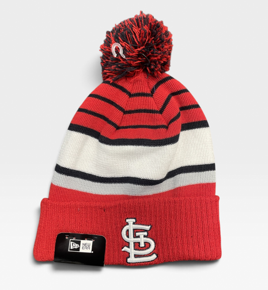 New Era St Louis Cardinals MLB Team Stripe Knit Hat / Red / RRP £28