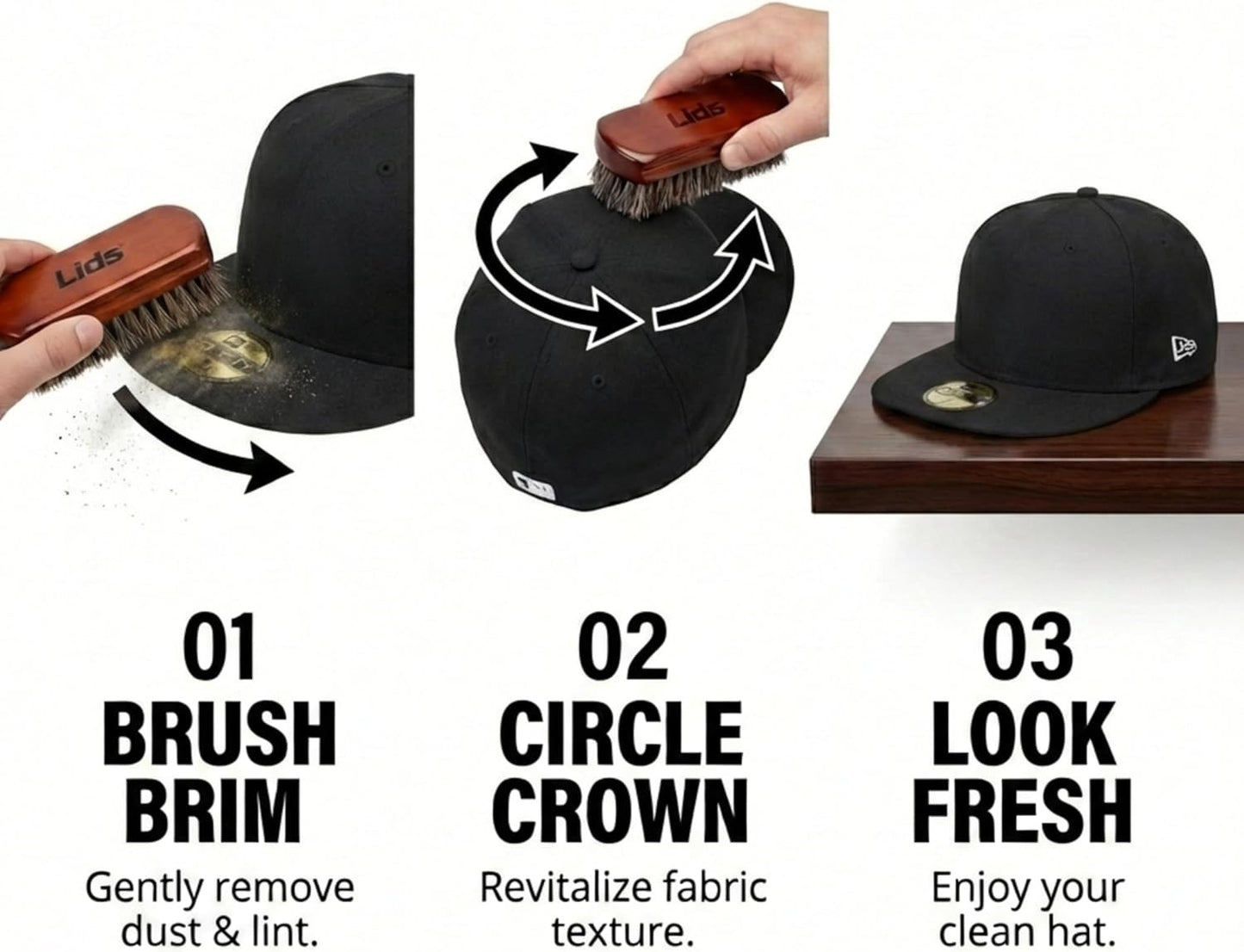 Lids Premium Cap Cleaning Brush – Hat Care Tool – Brown