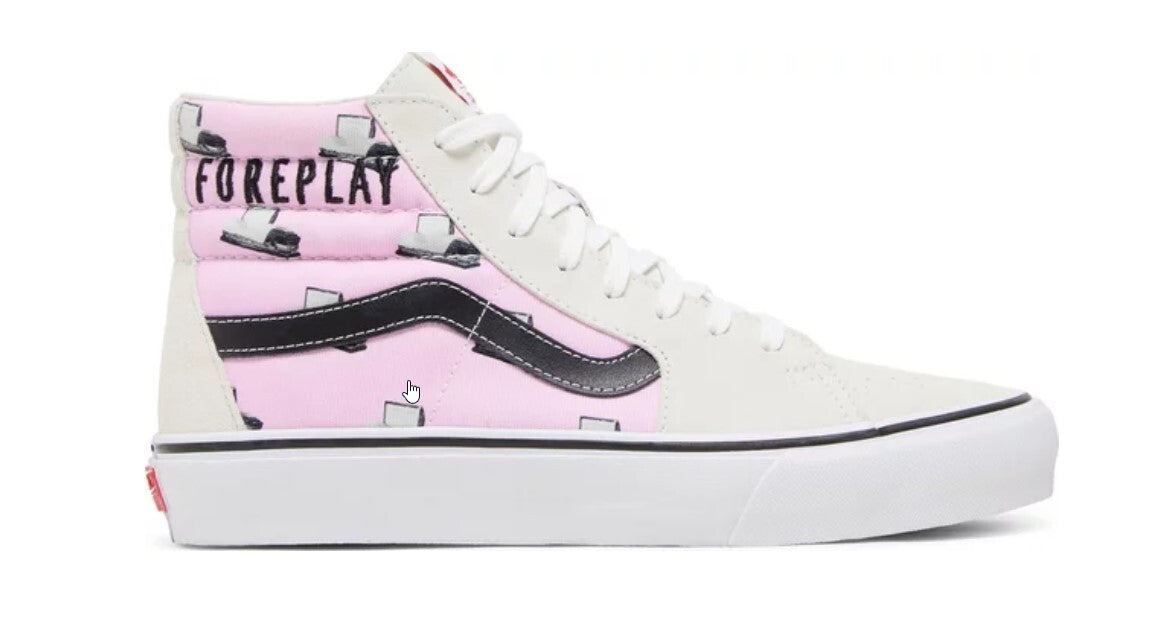 Vans Mens Sk8-Hi Doomsday White/Pink Trainers/Shoes / RRP £85