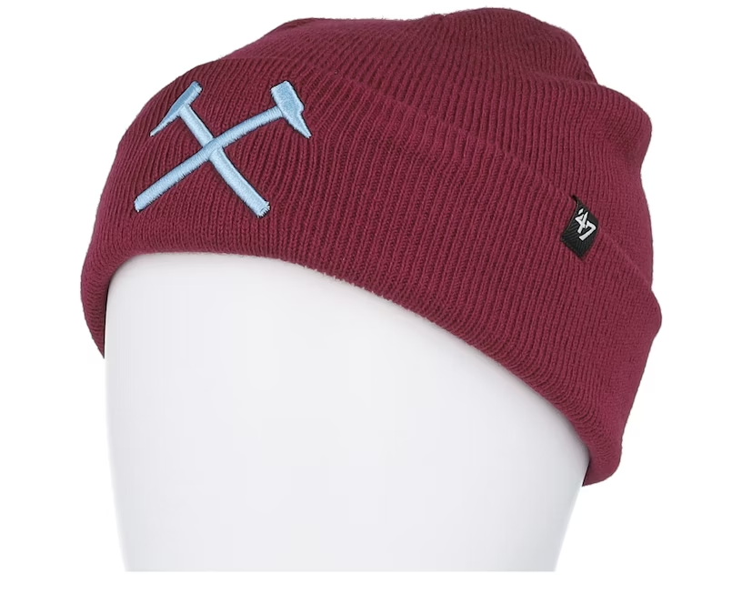 Raised 47 Cuff Knit Kids Hat / West Ham / Cardinal / BNWT / RRP £28