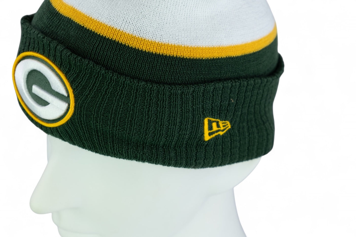 New Era Green Bay Packers Team Stripe Knit Hat / Green Yellow / RRP £28